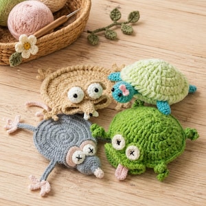 Funny Animal Mug Rug Crochet, Cute Crochet Coasters, Cute Turtle Frog Duck Penguin Mouse Lizard Crochet Coaster, Kawaii Desk Decor