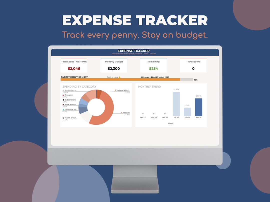 Expense Tracker Google Sheets | Monthly Budget Planner | Personal ...