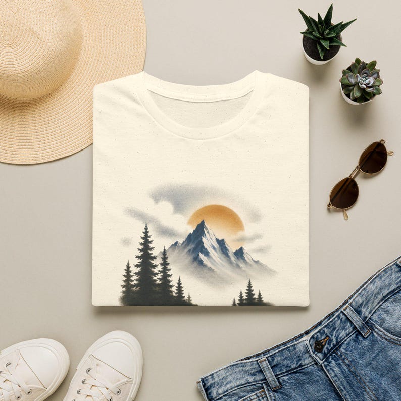 Airbrush Mountain T-shirt | Airbrush-shirt, T-shirt voor outdooravontuur afbeelding 13