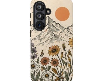 ワイルドフラワーマウンテンズ タフケース | サンセットフローラル スマホカバー