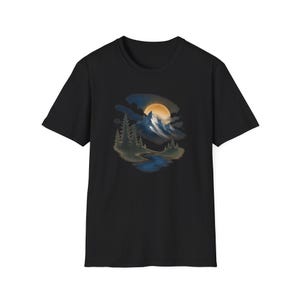 Airbrush Mountain T-shirt | Airbrush-shirt, T-shirt voor outdooravontuur afbeelding 3