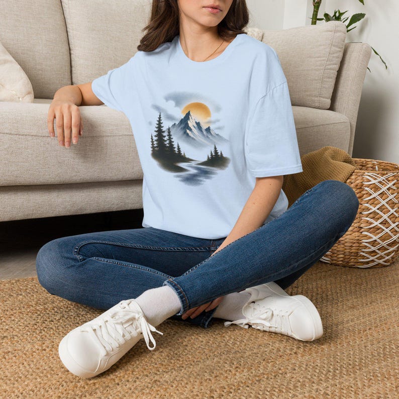 Airbrush Mountain T-shirt | Airbrush-shirt, T-shirt voor outdooravontuur afbeelding 14