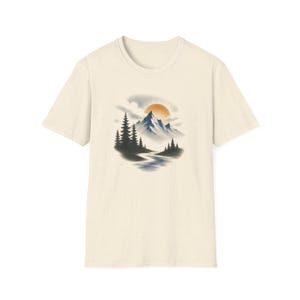 Airbrush Mountain T-shirt | Airbrush-shirt, T-shirt voor outdooravontuur afbeelding 6