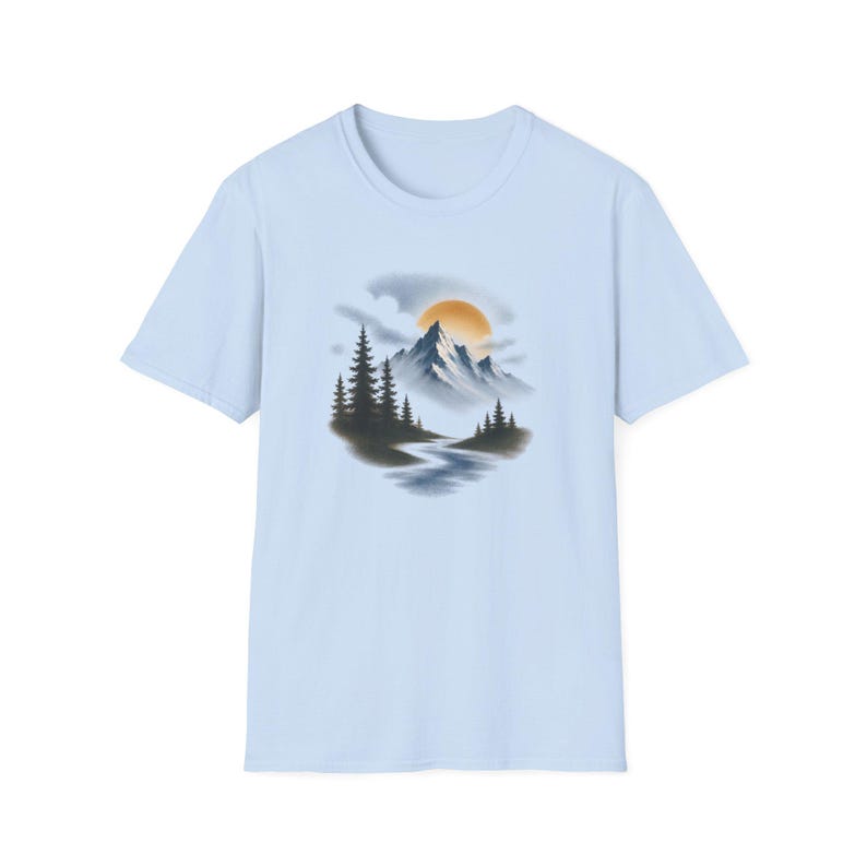 Airbrush Mountain T-shirt | Airbrush-shirt, T-shirt voor outdooravontuur afbeelding 9