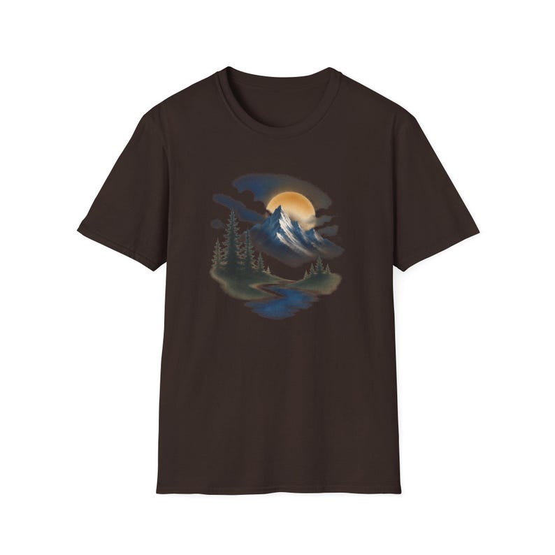 Airbrush Mountain T-shirt | Airbrush-shirt, T-shirt voor outdooravontuur afbeelding 5