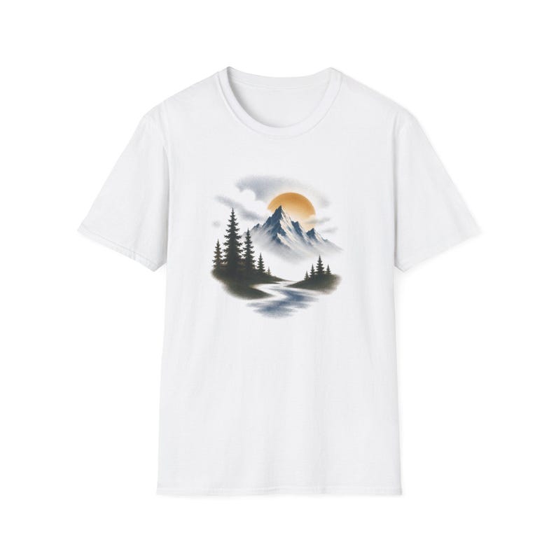 Airbrush Mountain T-shirt | Airbrush-shirt, T-shirt voor outdooravontuur afbeelding 2