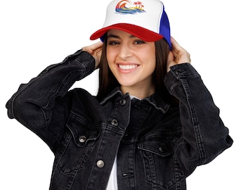 Retro Wave Trucker Hat, Ocean Sunset Surf Cap, Vintage Beach Style Snapback