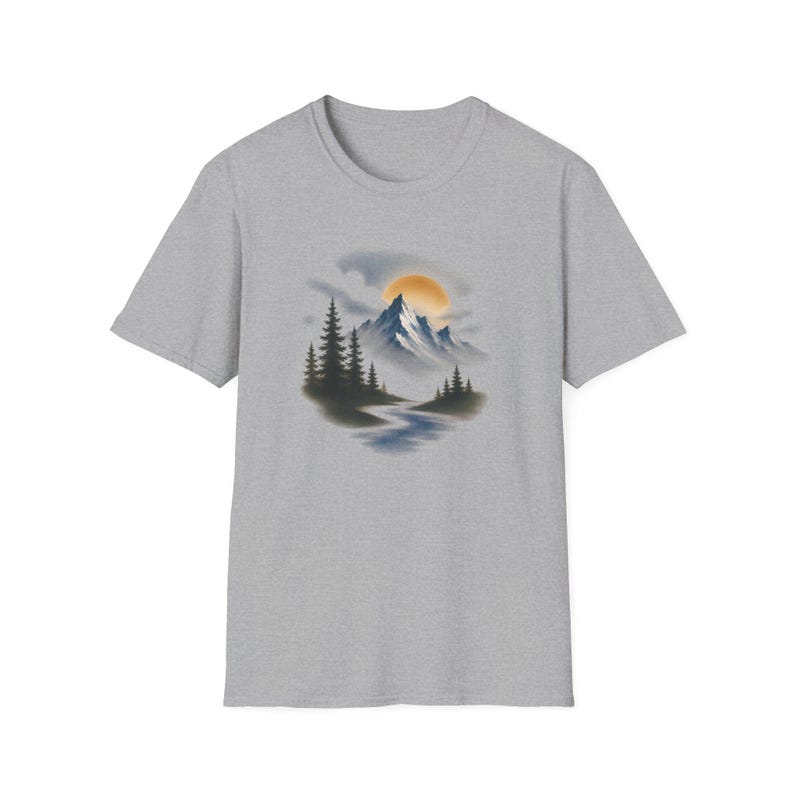 Airbrush Mountain T-shirt | Airbrush-shirt, T-shirt voor outdooravontuur afbeelding 4