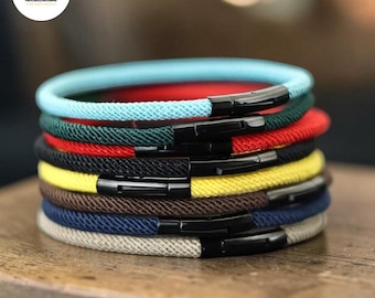 Men’s Minimalist Rope Bracelet, 4mm Cord Wristband with Stainless Steel Clasp, Gift for Him