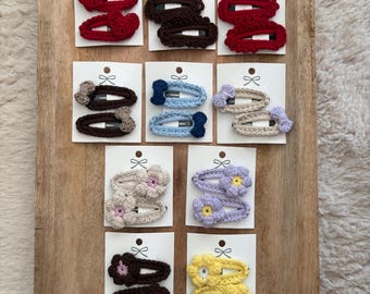 Pinzas para el pelo/barbacoas infantiles de crochet hechas a mano