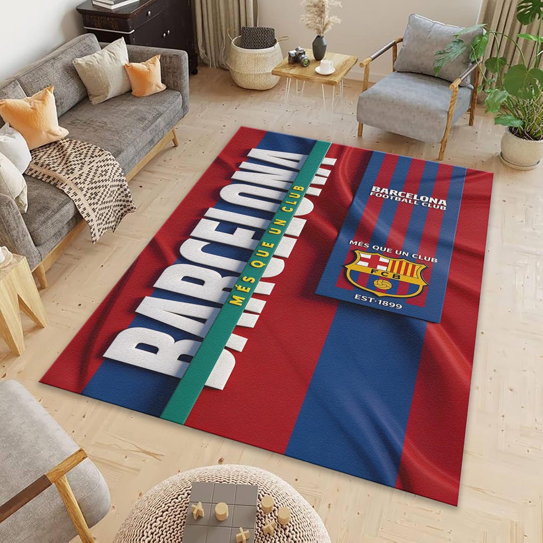 FC Barcelona 3D Rug, Mes Que Un Club Soccer Decor, Classic Blaugrana ...