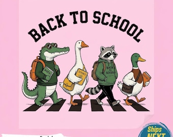 Funny Back to School Animals PNG, Cute Student Teacher Shirt Design, Silly Goose Raccoon Crocodile , Playful Vintage School,Ready To Press