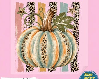Leopard Pumpkin PNG, Retro Fall T Shirt Design, Vintage Autumn Sublimation, Trendy Thanksgiving , Cozy Vibes Western Pumpkin,Ready To Press