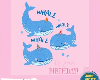 Whale Birthday PNG, Cute Whale Whale Whale Tshirt Design, Wholesome Celebrate Graphic, Cheerful Ocean Pun Clipart ,Ready To Press