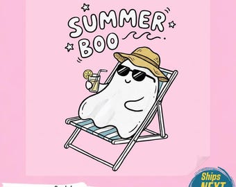 Summer Boo Ghost PNG, Funny Vacation T-Shirt Design, Cute Ghost Sublimation, Summerween Beach Vibes,Ready To Press