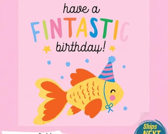 Fintastic Birthday PNG, Cute Fish Birthday Tshirt Design, Wholesome Celebrate Graphic, Cheerful Goldfish Pun Clipart,Ready To Press