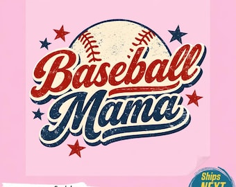 Baseball Mama PNG, Retro Sports Mother Tshirt Design, Distressed Vintage Graphic, Proud Game Day Clipart,Ready To Press