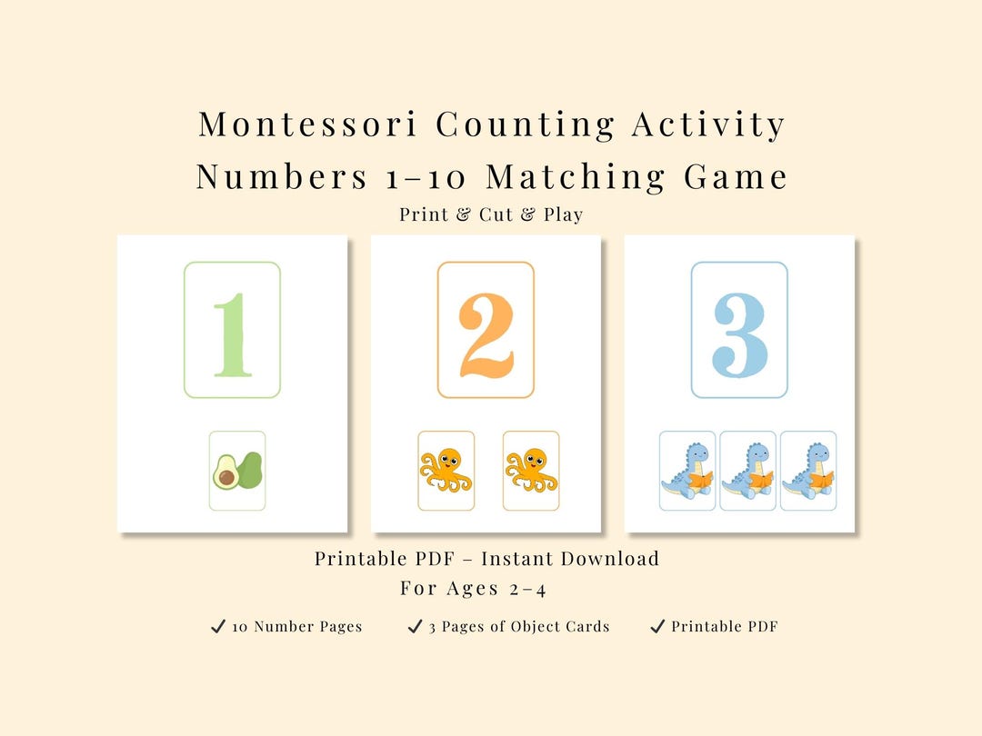 Montessori Counting Activity Printable for Toddlers | Number Matching ...