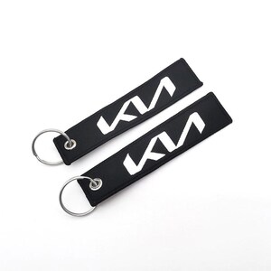 1 x KIA Keyring Embroidered Fabric Lanyard Car Keyring Double-Sided Embroidered KDM Accessory Gift for KIA Drivers