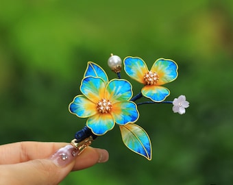 Handgemaakte zijden bloem haarspeld, vintage bruids haaraccessoire, ambachtelijke bloemen haarspeld voor huwelijksgelegenheden, relatie verjaardagscadeau