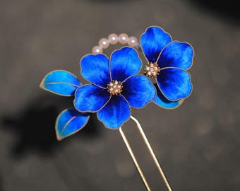 Forcina per capelli con fiore in velluto fatta a mano, fermaglio per capelli da sposa, accessorio floreale artigianale per spose e occasioni speciali, regalo per lei