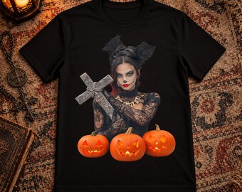 Gothic Halloween Girl T-shirt Sublimation printing Instant Download