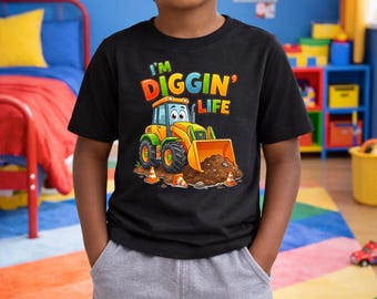 Digger Truck T-shirt design, Front end loader, Png,  kids shirt, boys gift, Digital Download.
