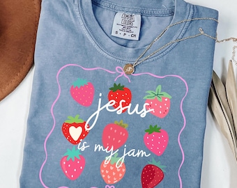Gesù è la mia marmellata PNG, design carino con fragole cristiane per sublimazione, download digitale a tema religioso, mamma cristiana PNG