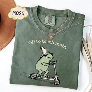 Funny Frog Off To Teach Math PNG, Algebra Teacher PNG, Off To Teach Statistics PNG, Funny Frog Scooter, Mathematics Clipart