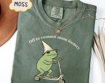 Funny Frog Off to Commit Mom Foolery PNG, Mama Frog PNG, Funny Frog Scooter, Mom Gift, Pregnancy Announcement, Funny Mama Digital Download