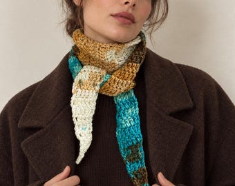 Colorful Vegan Knit Sophie Scarf, Wool Free Skinny Neck Wrap