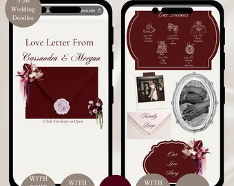 Burgundy Lace Wedding Website Template with Countdown Timer and RSVP Form Fully Editable Old Money Canva Site Digital Invitation