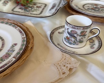 Vintage Wedgwood Kutani Crane Espresso Dessert Set for 4 – Bone China England