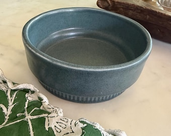 Vintage Pfaltzgraff USA Blue Stoneware Baker Bowl Rustic Farmhouse Pottery