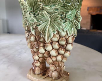 Vintage Ceramic Grapevine Planter, Vineyard Cachepot, French Country Decor