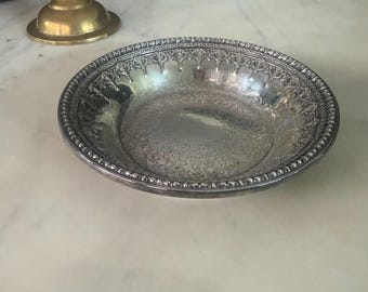 Vintage Reed & Barton Silverplate Bowl | Pierced Floral Engraved Serving Dish