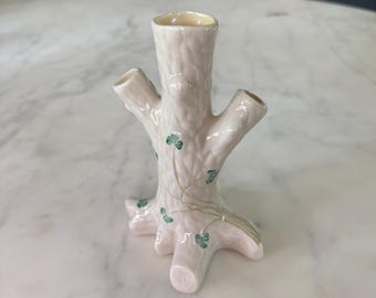 Belleek Ireland Tree Trunk Vase #0857 Shamrock Porcelain Vase Irish Pottery Woodland Cottage Decor
