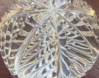 Vintage Cut Crystal Paperweight, Sculptural Starburst Faceted Glass Desk Decor
