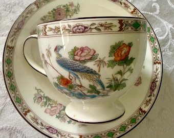 Vintage Wedgwood Kutani Crane Tea Cup Saucer – English Bone China Afternoon Tea Set
