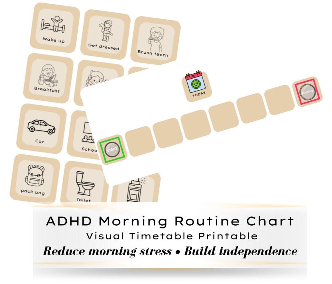 ADHD Morning Routine Chart | Visual Timetable for Kids, Autism, SEN ...