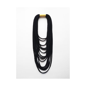 black layered necklace, gold layered necklace, statement fabric necklace - the funky layered necklace - handmade in golden fabric