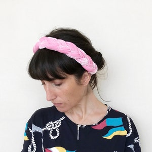 braided velvet headband, pink velvet headband, big velvet headband, tribal headband, womens headband, turban velvet headband, pink turban