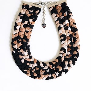 statement necklace, chunky necklace, chunky choker, statement choker, textile jewelry, braided necklace, fabric necklace