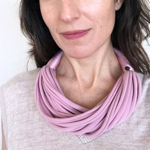 chunky necklace, tribal necklace, pink statement necklace, dusty pink layered fabric necklace, textile jewelry, allergy free, metal free