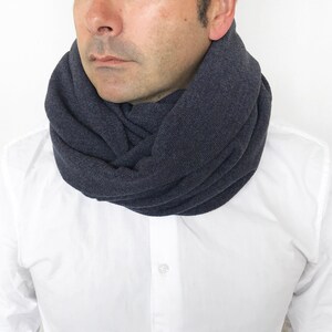 scarf men, unisex infinity scarf, charcoal knit scarf, gifts for him christmas
