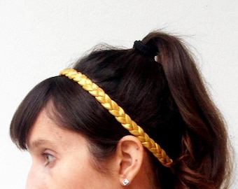 gold braided headband, braided golden choker, adjustable golden headband, yoga headband, sports headband, golden necklace, golden bracelet