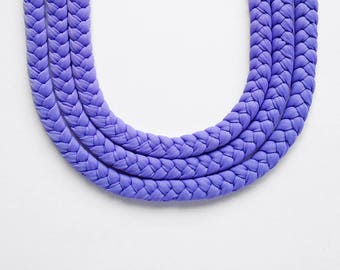 Boho necklace, tribal necklace, lilac necklace, lilac choker, wedding choker - The triple braid necklace - handmade in lilac fabric