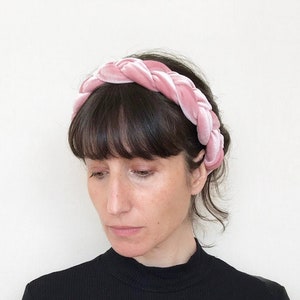 braided velvet headband, dusty pink velvet headband, luxe velvet headband, tribal headband, dusty rose headband, turban velvet headband