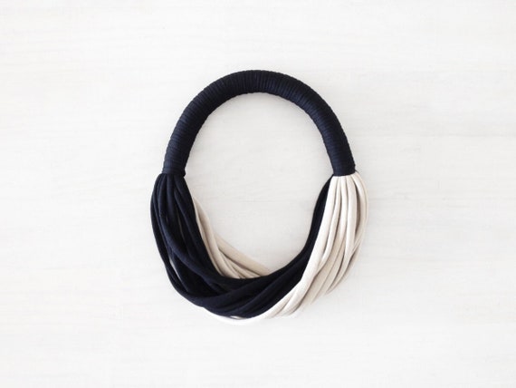 chunky fabric necklace, layered necklace, statement choker necklace, textile jewelry, jersey fabric necklace, statement choker, black choker