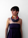 Statement necklace, fabric necklace, textile jewelry, gift for her, tribal necklace, jersey fabric necklaces, long necklace, infinity scarf product logo